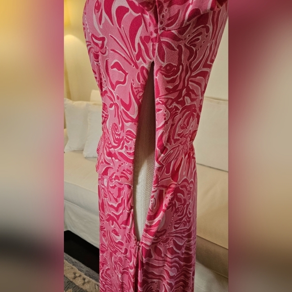 Lilly Pultizer Pink Floral Faux Wrap Dress - Picture 4 of 7